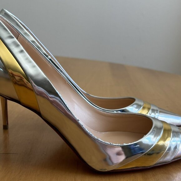 Christian Louboutin Eklectica 85 Gold Silver Specchio Patent Heel Pump - Picture 3 of 13